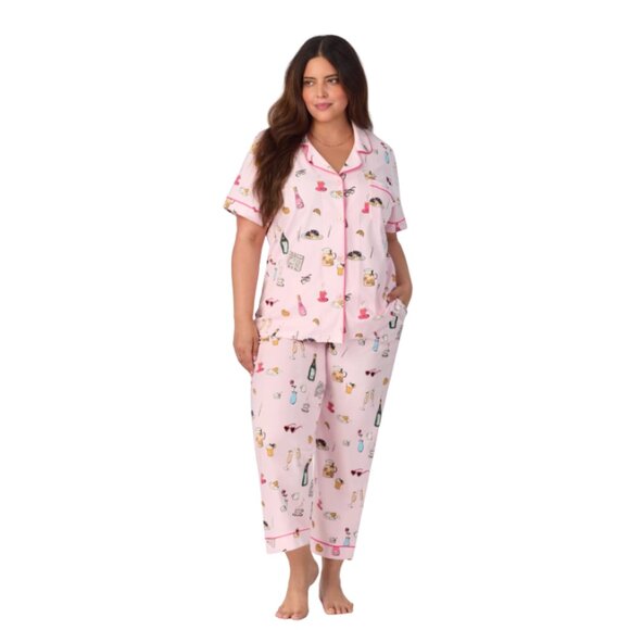 Let's Do Brunch Short Sleeve Classic Stretch Jersey Cropped PJ Set - Picture 6 of 6